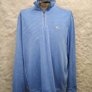 Tommy Bahama Mens Blue Relax Sweatshirt Quarter Zip Pullover Marlin Logo